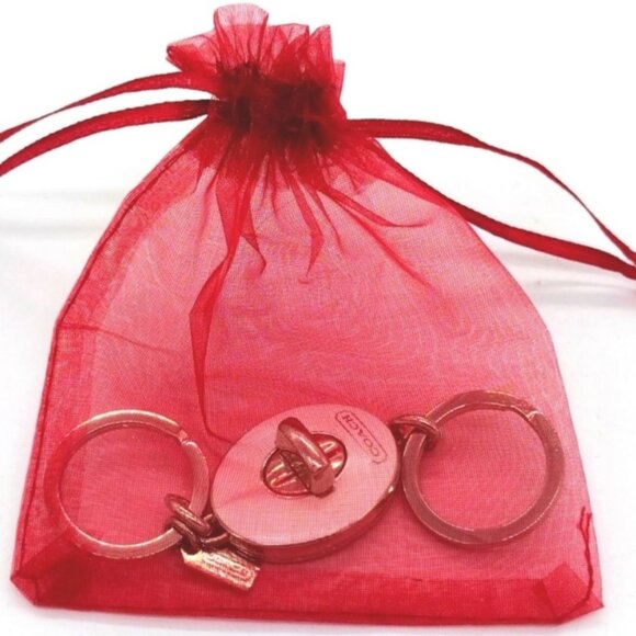 JUST IN! $79 COACH Vintage White Dual Fob Keychain Purse Charm Key ring-Rare - Picture 5 of 5